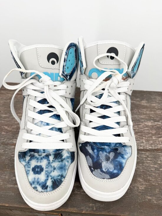 Mens OSIRIS Clone Grey Blue Tie Dye Hi-Top Skate Sneakers 9 Skate Core Streetwea main image 8